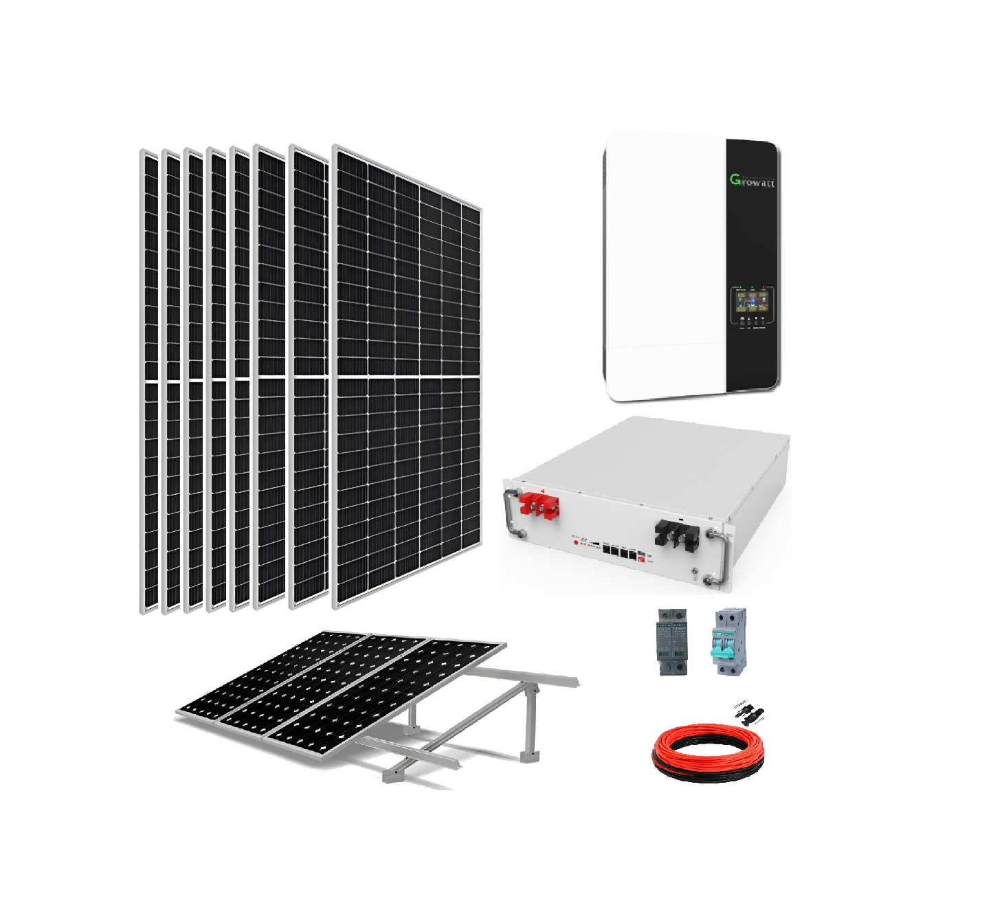 Kit solar Hibrido Hogar 8 paneles Litio 48v 100Ah
