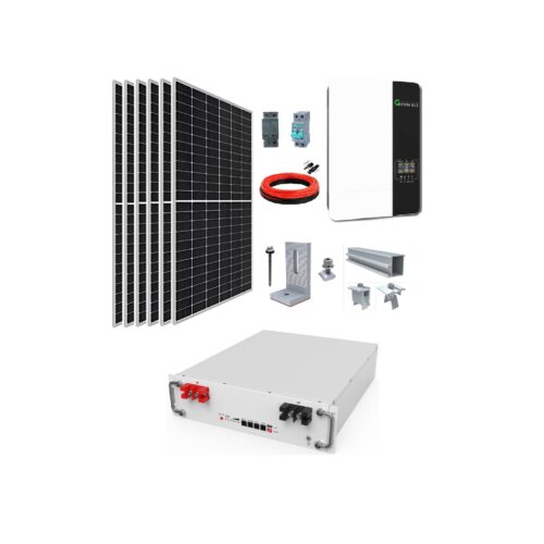 Kit Solar Hibrido 3500W + 6 paneles + Litio 48V 100Ah