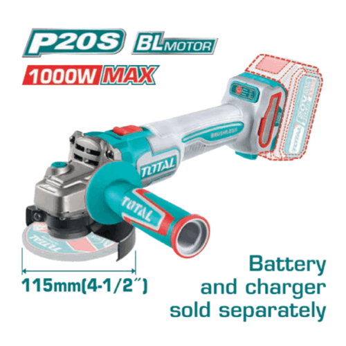 AMOLADORA ANGULAR 20V BL 1000W 115mm inalámbrica TOTAL